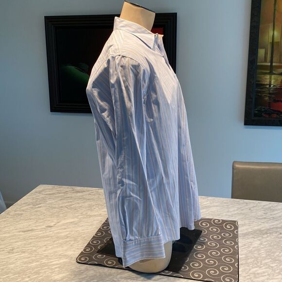 Timberland Large Button Down Stress Shirt Stripes Embroidered Logo Chest Pocket - Picture 3 of 5